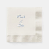 Blue Text Cream Wedding Coined Serviette (Vorderseite)