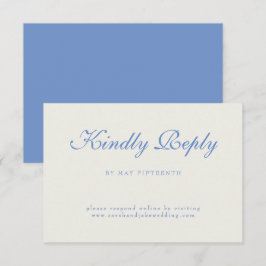 Blue Text Cream Wedding RSVP Karte