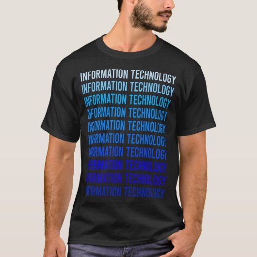 Blue Text Informationstechnologie T-Shirt (Vorderseite)