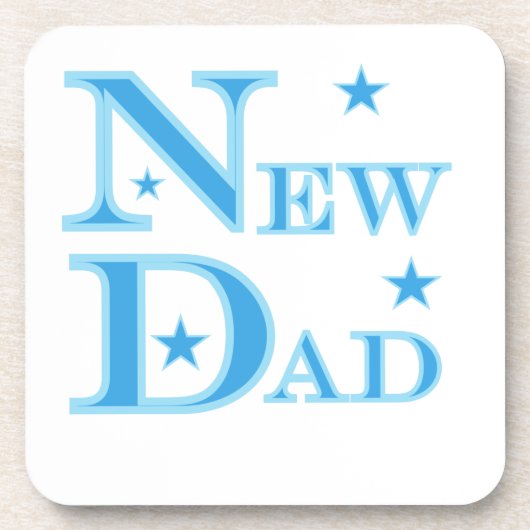 Blue Text New Dad Geschenke Untersetzer (Vorderseite)