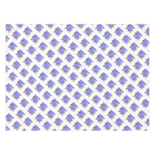 Blue Text Party freut sich über Neues Jahr Tischdecke (Vorderseite (Horizontal))