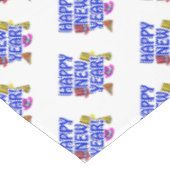 Blue Text Party freut sich über Neues Jahr Tischdecke (Schrägansicht)