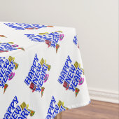 Blue Text Party freut sich über Neues Jahr Tischdecke (Beispiel)