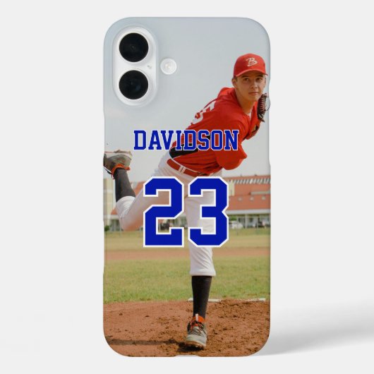 Blue Text Photo Name Jersey Number Custom Case-Mate iPhone Hülle (Rückseite)