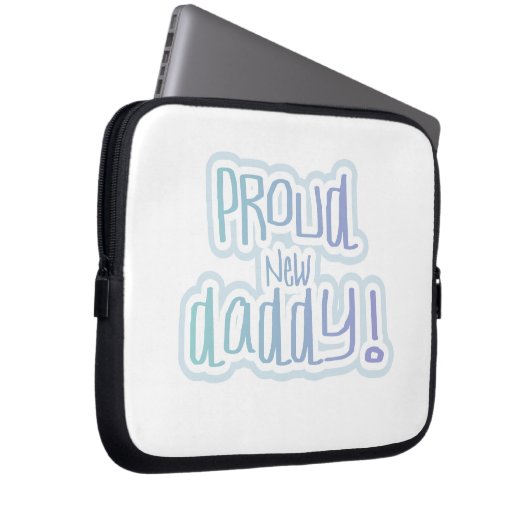 Blue Text Proud New Daddy Geschenke Laptopschutzhülle (Vorne Rechts)