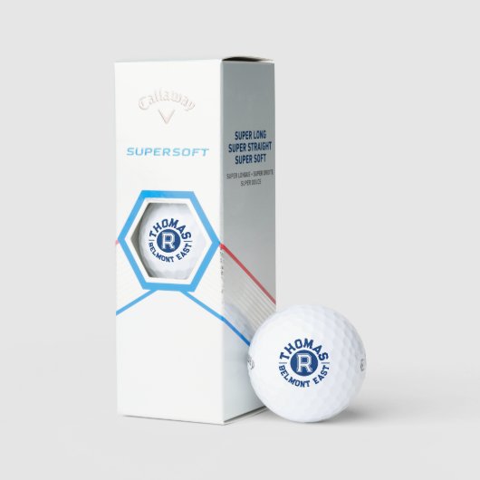 Blue Text Sport benutzerdefinierte Monogrammnamen Golfball (Verpackung)