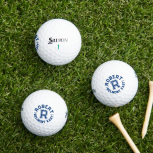 Blue Text Sport benutzerdefinierte Monogrammnamen Golfball