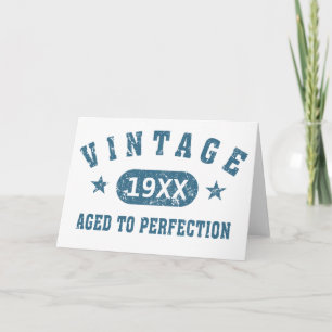 Blue Text Vintage Aged to Perfection Greeting Card Karte