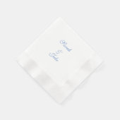 Blue Text White Wedding Coined Serviette (Ecke)