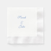 Blue Text White Wedding Coined Serviette (Vorderseite)