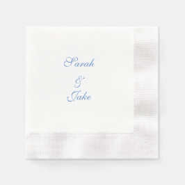 Blue Text White Wedding Coined Serviette