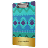 Blue Textile Design Gold Abzeichen Hintergrund Klemmbrett (Links)