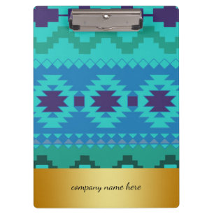 Blue Textile Design Gold Abzeichen Hintergrund Klemmbrett