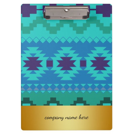 Blue Textile Design Gold Abzeichen Hintergrund Klemmbrett (Vorderseite)