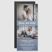 Blue Textile Texture Engaged Romantic Couple Magnetkarte (Vorne/Hinten)