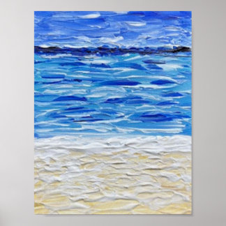 Blue Texture Beach Art Print Poster