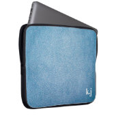 Blue Texture Imitate Leder-Design Monogramm Laptopschutzhülle (Vorne Rechts)