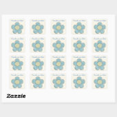 Blue Textured Blume Quadratischer Aufkleber (Blatt)