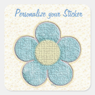 Blue Textured Blume Quadratischer Aufkleber