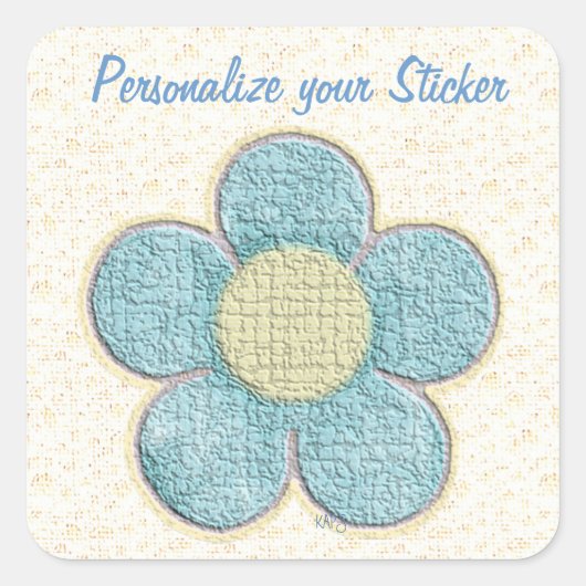 Blue Textured Blume Quadratischer Aufkleber (Vorderseite)