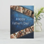 Blue Textured Film Strip Foto Vatertag Card Einladung (Stehend Vorderseite)