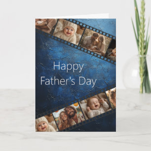 Blue Textured Film Strip Foto Vathers Day Card Einladung