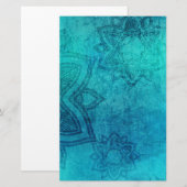 Blue Textured Lotus Briefpapier (Vorne/Hinten)