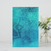 Blue Textured Lotus Briefpapier (Stehend Vorderseite)