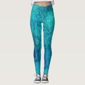 Blue Textured Lotus Leggings (Vorderseite)