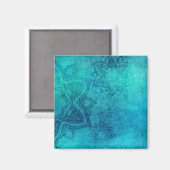 Blue Textured Lotus Magnet (Vorderseite/Rückseite)