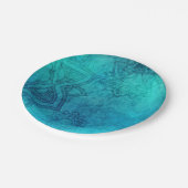 Blue Textured Lotus Pappteller (Schrägansicht)