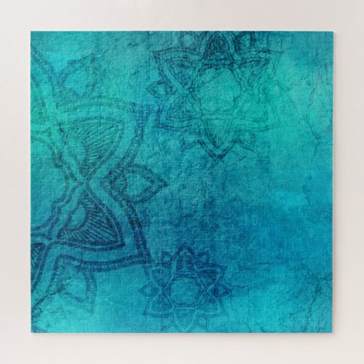 Blue Textured Lotus Puzzle (Horizontal)