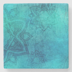 Blue Textured Lotus Steinuntersetzer