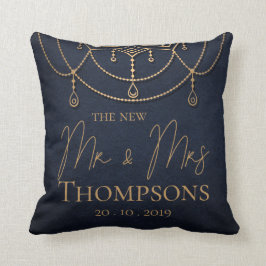 Blue Textured New Mr. and Mrs. Wedding Kissen