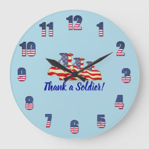 Blue 'Thank a Soldier' Large Clock Große Wanduhr