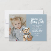 Blue Thank You Beary Christmas Holiday Bear Dankeskarte (Vorderseite)