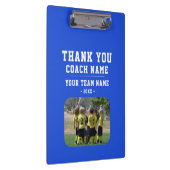Blue Thank you Coach Team Name Photo Klemmbrett (Rechts)