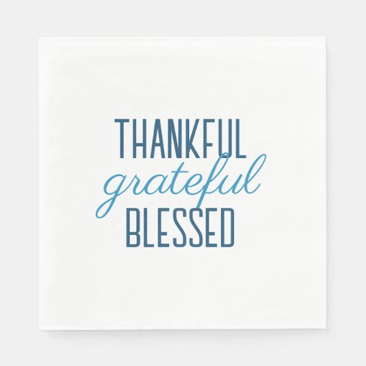 Blue Thankful Grateful Blessed Serviette (Vorderseite)