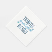 Blue Thankful Grateful Blessed Serviette (Ecke)