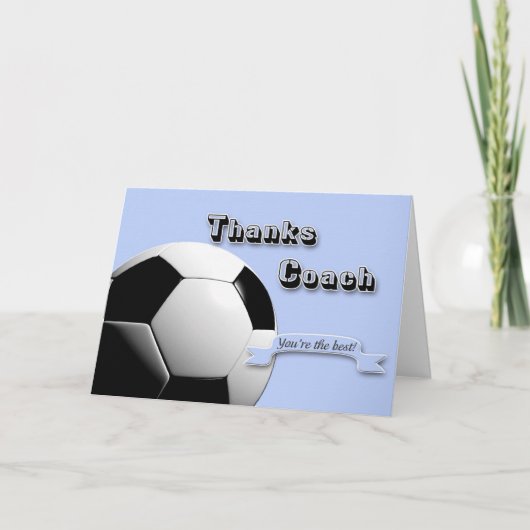 Blue Thanks Soccer Coach Dankeskarte (Vorderseite)