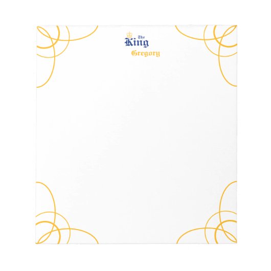 Blue The King Notepad Notizblock (Vorderseite)