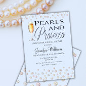 Blue Theme Pearls and Prosecco Brautparty Einladung