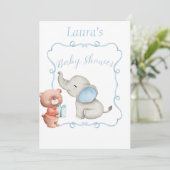 Blue Themed Baby Shower (mit Back Template) Invit Einladung (Stehend Vorderseite)