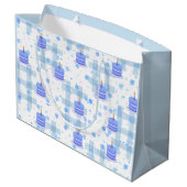 Blue-Themed Birthday Große Geschenktüte (Rückseite Schrägansicht)
