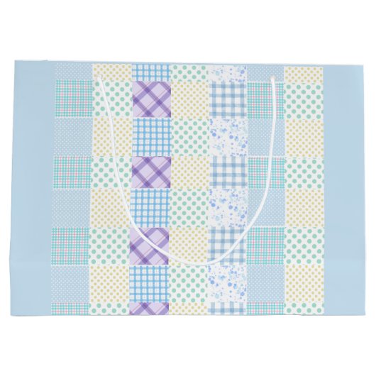 Blue-Themed Check Pattern Große Geschenktüte (Rückseite)