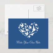 Blue Themed Wedding Bird Herzlichen Dank Postcard Postkarte (Vorne/Hinten)
