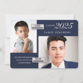 Blue Then and Now 2 Foto 2023 Abschluss Einladung (Vorderseite)