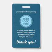 Blue Therapy Animal Custom Foto ID Ausweis (Rückseite)