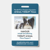 Blue Therapy Animal Custom Foto ID Ausweis (Vorderseite)