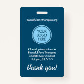 Blue Therapy Animal Custom Foto ID Ausweis (Rückseite)